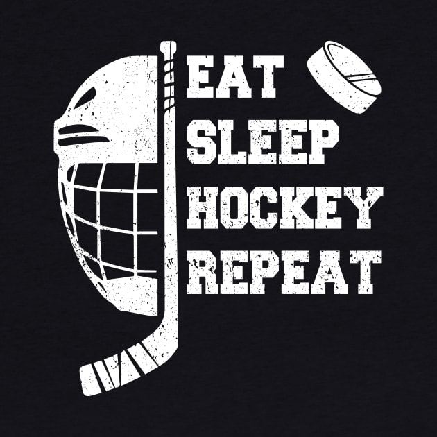 Eat Sleep Hockey Repeat Custom Hockey Player Name Hockey Lovers Gift Half Hockey Helmet with Ice Hockey Stick and Puck by Audell Richardson